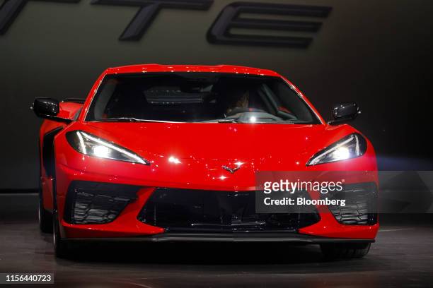 The General Motors Co. 2020 Chevrolet Corvette Stingray sports car is unveiled during an event in Tustin, California, U.S., on Thursday, July 18,...