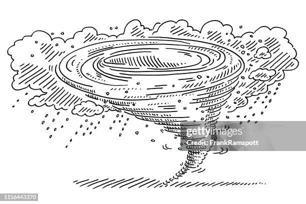 dangerous tornado disaster drawing - tornado vector stock illustrations