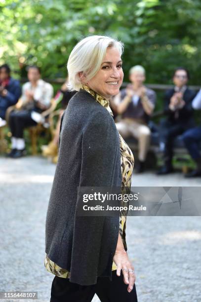 Silvia Venturini Fendi walks the runway at the Fendi fashion show during the Milan Men's Fashion Week Spring/Summer 2020 on June 17, 2019 in Milan,...