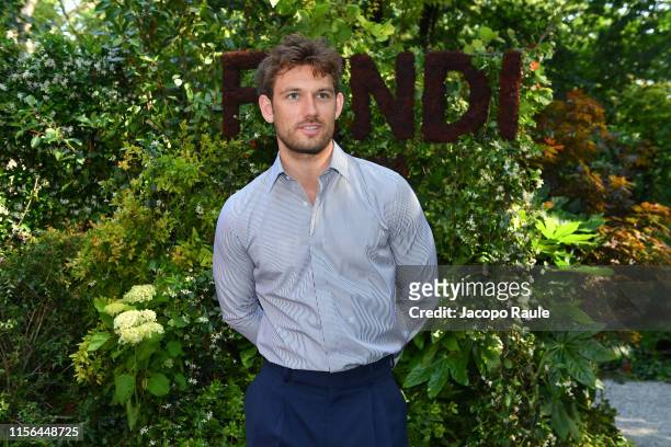 Alex Pettyfer attends the Fendi fashion show during the Milan Men's Fashion Week Spring/Summer 2020 on June 17, 2019 in Milan, Italy.