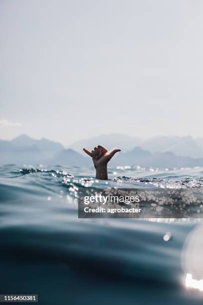 surfer-zeichen im meer - shaka sign stock-fotos und bilder