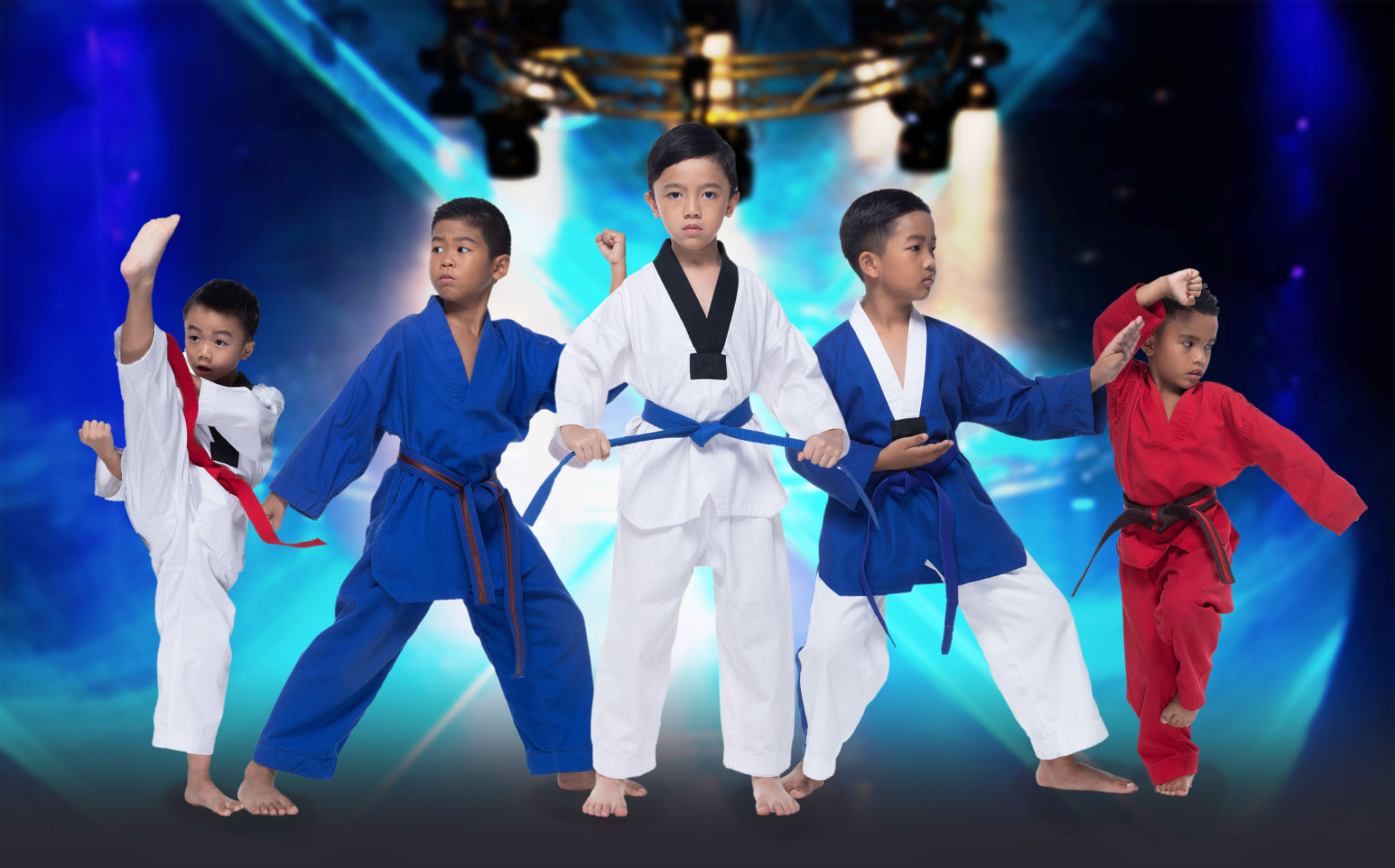 Group of Five 5 Red Blue II Belt Kids TaeKwonDo Group of Five 5 Red Blue II Belt Kids TaeKwonDo