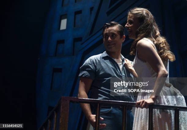 Two leading actors rehearse the musical 'West Side Story' at the Cervantes theatre. The famous musical 'West Side Story', about a love affair between...
