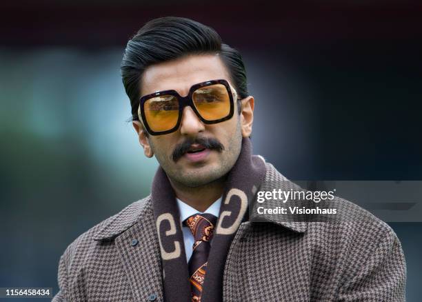 Bollywood actor Ranveer Singh before the Group Stage match of the ICC Cricket World Cup 2019 between Pakistan and India at Old Trafford on June 16,...