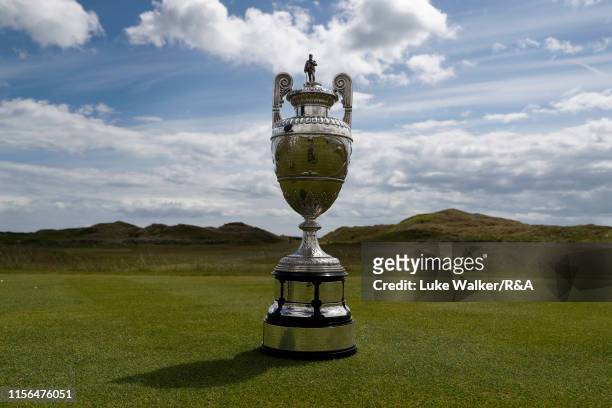 The Trophy on display on the 1st tee during day one of the R&A Amateur Championship at The Island Golf Club on June 17, 2019 in Portmarnock, Ireland.