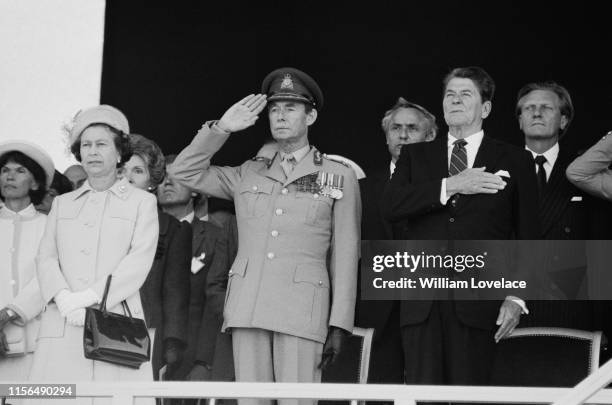 Queen Elizabeth II, American actress Nancy Reagan , Jean Grand Duke of Luxembourg , American politician and actor Ronald Reagan and British...