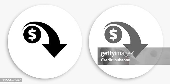 Dollar Decrease Black and White Round Icon Dollar Decrease Black and White Round Icon