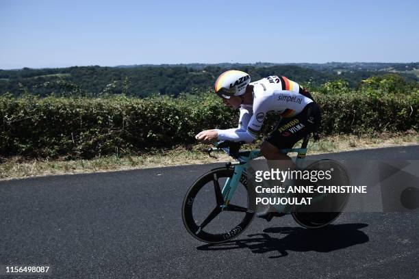 Great Britain's Stephen Cummings rides during the thirteenth stage of the 106th edition of the Tour de France cycling race, a 27,2-kilometer...