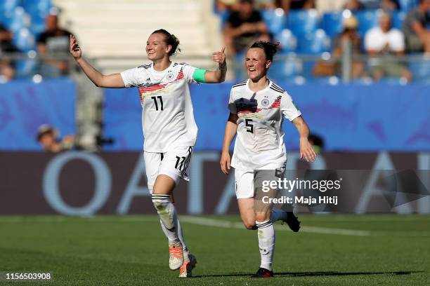 Alexandra Popp of Germany celebrates after scoring her team's third goal during the 2019 FIFA Women's World Cup France group B match between South...