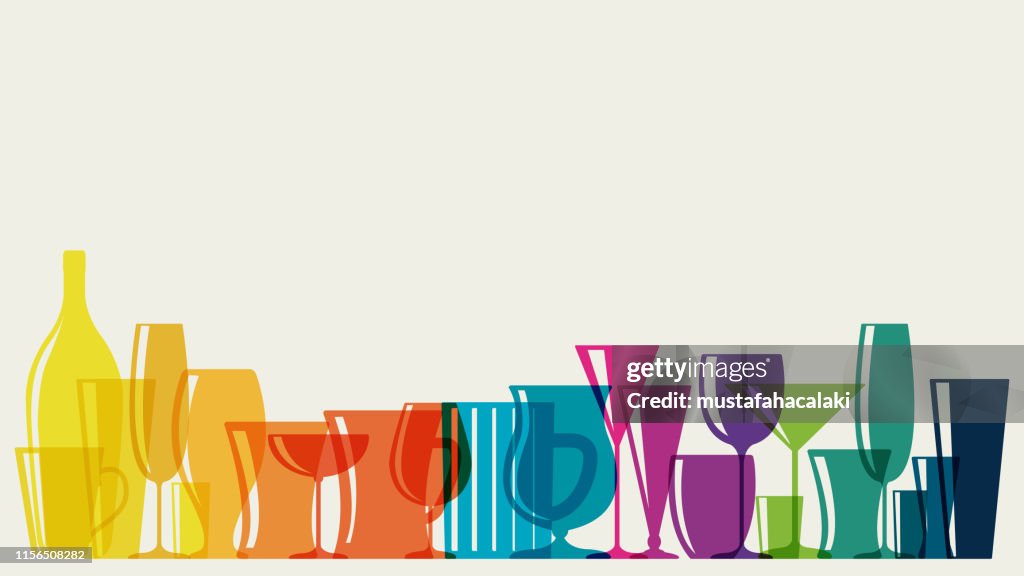 Rainbow coloured cocktail glasses