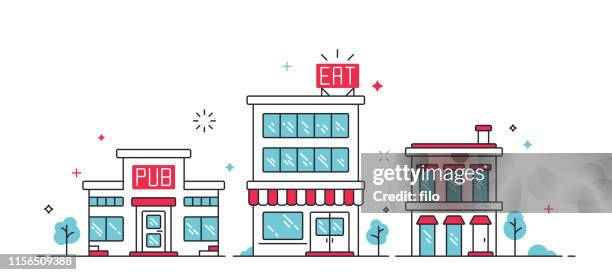 urban city buildings - storefront exterior stock illustrations