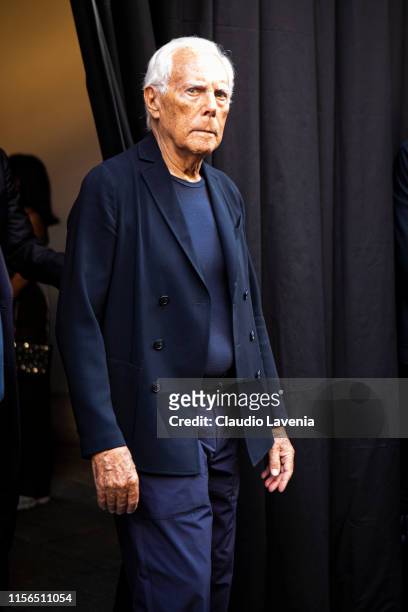 Giorgio Armani is seen during the Milan Men's Fashion Week Spring/Summer 2020 on June 17, 2019 in Milan, Italy.