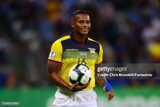 Antonio Valencia of Ecuardor looks on during the Copa America Brazil 2019 group C match between Uruguay and Ecuador at Mineirao Stadium on June 16,...