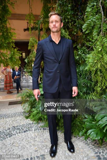 Alexander Skarsgard attends the Giorgio Armani fashion show during the Milan Men's Fashion Week Spring/Summer 2020 on June 17, 2019 in Milan, Italy.