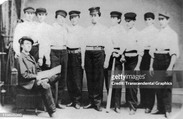 Carte-De-Visite features members of the Williamsport baseball team as they pose in a studio,Williamsport, Pennsylvania , 1868 .