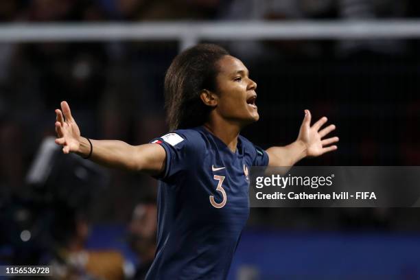 Wendie Renard of France celebrates after scoring her team's first goal during the 2019 FIFA Women's World Cup France group A match between Nigeria...