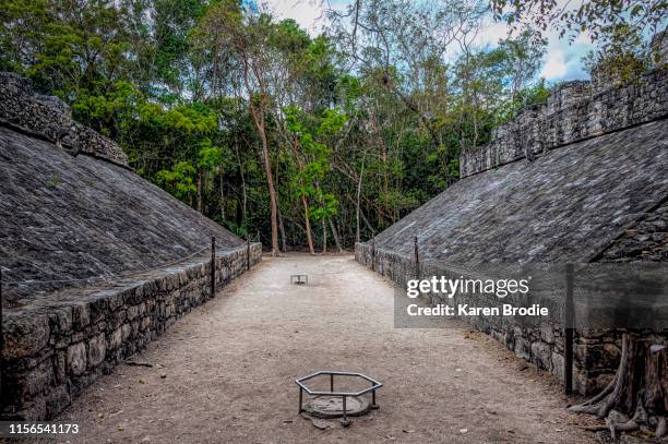 mayan ballcourt at coba archeological site - coba ruins stock pictures, royalty-free photos & images
