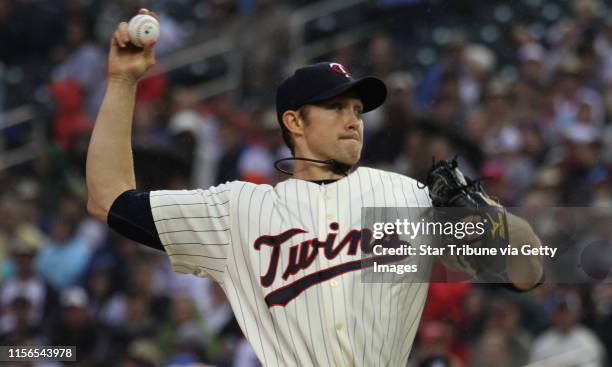 Bbisping@startribune.com Minneapolis, Saturday, 6/18/11] Twins vs San Diego. Twins Scott Baker pitched to San Diego in the first inning.