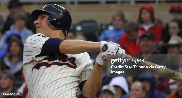 Bbisping@startribune.com Minneapolis, Saturday, 6/18/11] Twins vs San Diego. Twins Danny Valencia hit a home run in the 2nd inning.