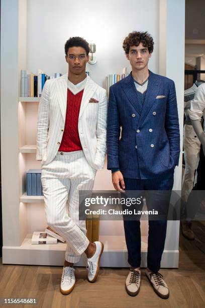 Models attend Brunello Cucinelli Presentation - Milan Men's Fashion Week Spring/Summer 2020 on June 15, 2019 in Milan, Italy.