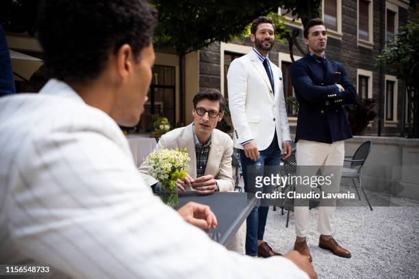 Models attend Brunello Cucinelli Presentation - Milan Men's Fashion Week Spring/Summer 2020 on June 15, 2019 in Milan, Italy.