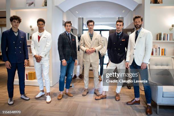 Models attend Brunello Cucinelli Presentation - Milan Men's Fashion Week Spring/Summer 2020 on June 15, 2019 in Milan, Italy.