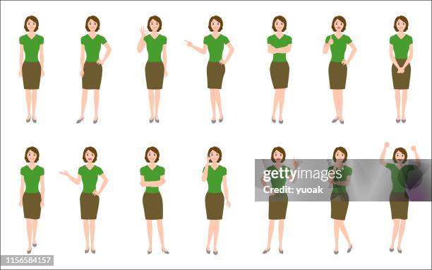 set of businesswoman isolated on white background - cartoon office background stock illustrations