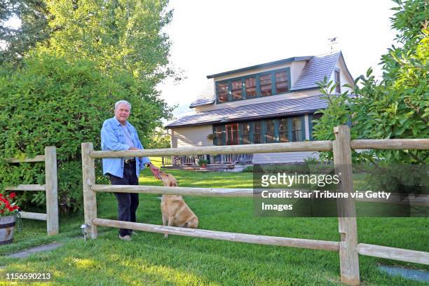 Retired NBC News anchor Tom Brokaw with his Labrador, Red, on Brokaw's Montana ranch. Brokaw, an avid bird hunter and South Dakota native, spends...