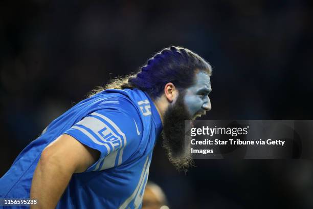 Lions fan yells defense at Ford Field Thursday November 23, 2017 in Detroit , MI.] The Detroit Lions hosted the Minnesota Vikings Thanksgiving...