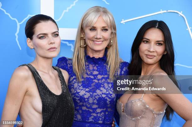 Emma Greenwell, Joely Richardson and Olivia Munn arrive at the LA Premiere of Starz's "The Rook" at The Getty Museum on June 17, 2019 in Los Angeles,...