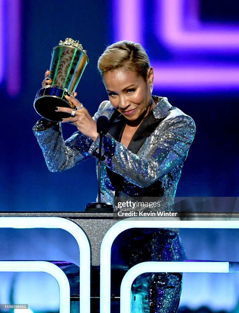 Jada Pinkett Smith accepts the MTV Trailblazer Award onstage during ...