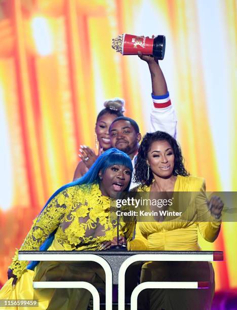 Spice, Bambi, Lil Scrappy and Karlie Redd accept the Best Reality Royalty award for 'Love & Hip Hop: Atlanta' onstage during the 2019 MTV Movie and...