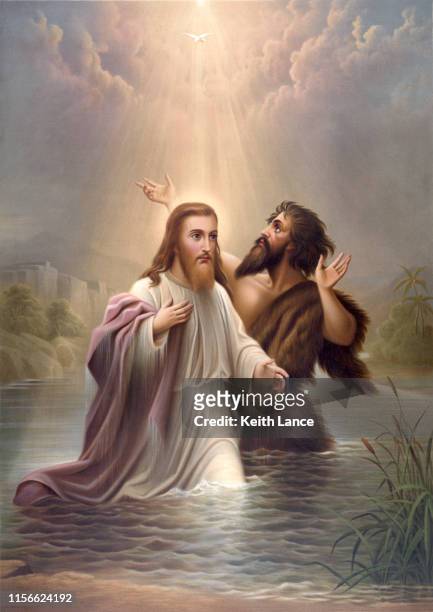 baptism of jesus christ - jesus christ stock illustrations