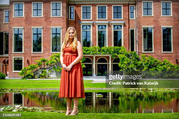 Princess Amalia of The Netherlands during their annual summer photo session at Huis ten Bosch Palace on July 19, 2019 in The Hague, Netherlands.