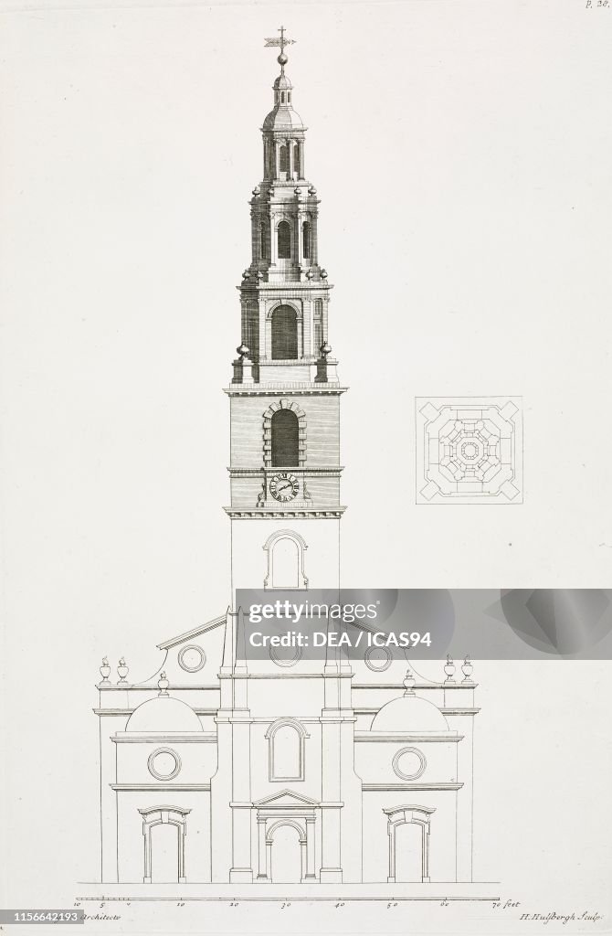 Bell tower of church of St Clement Danes, London