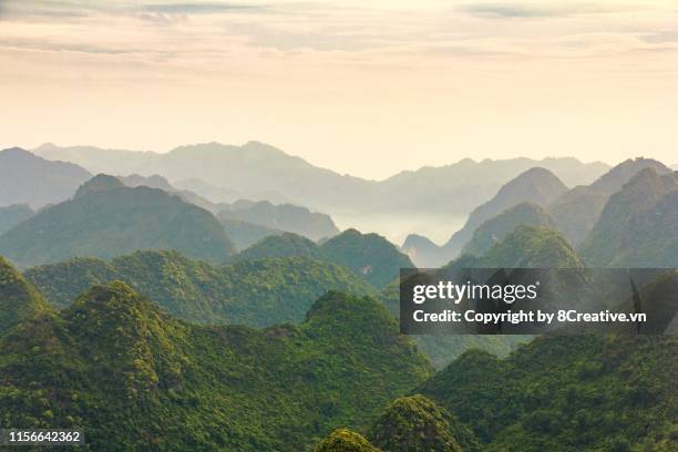 early morning in bac son valley, lang son, vietnam. - vietnam war photos stock pictures, royalty-free photos & images