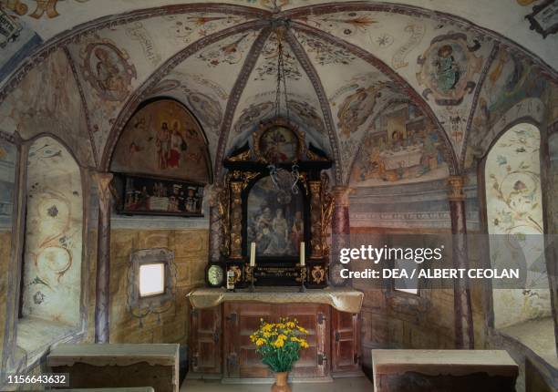 Frescoed chapel and altar Hochosterwitz Castle, Carinthia, Austria, 16th century.
