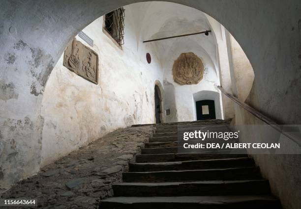 Staircase leading to the courtyard of Hochosterwitz Castle, Carinthia, Austria, 9th-16th century.