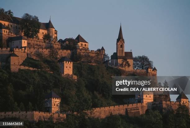 Castle of Hochosterwitz and the walls at sunset, Carinthia, Austria, 9th-16th century.