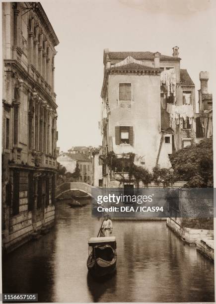 Rio or Canale di Sant'Agostino, on the left Palazzo Zane-Collalto, Venice, Veneto, Italy, from Calli, canali e isole della Laguna , Ferdinando...