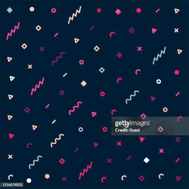 bunte konfetti geometrische linien vektor-muster - farbprobe stock-grafiken, -clipart, -cartoons und -symbole