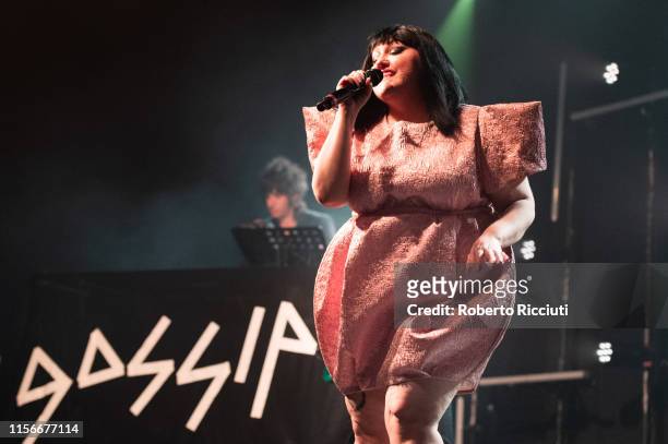 Beth Ditto of Gossip performs on stage at SWG3 on July 19, 2019 in Glasgow, Scotland.