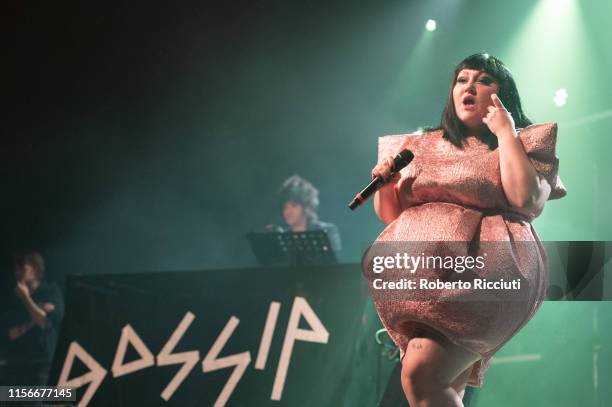 Beth Ditto of Gossip performs on stage at SWG3 on July 19, 2019 in Glasgow, Scotland.