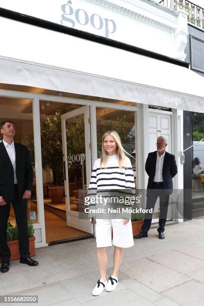 Gwyneth Paltrow seen leaving her GOOP store in Westbourne Grove after a book signing event for 'A Clean Plate' on June 18, 2019 in London, England.
