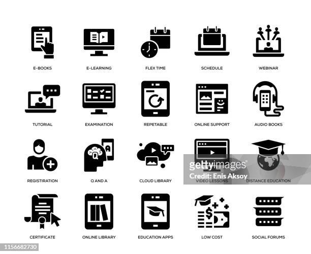 online-bildungs-icon-set - flexibilität stock-grafiken, -clipart, -cartoons und -symbole