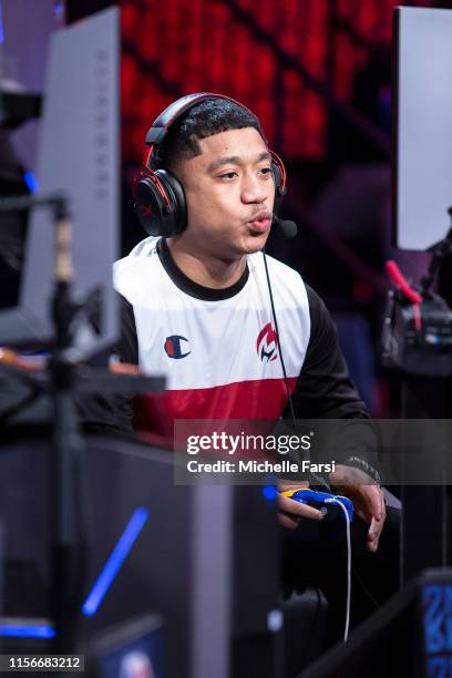 Of Heat Check Gaming focuses during the game against Pistons Gaming Team during Week 12 of the NBA 2K League regular season on July 19, 2019 at the...