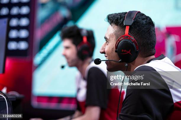 ChaChingSingh of Heat Check Gaming reacts to a play during the game against the Pistons Gaming Team during Week 12 of the NBA 2K League regular...