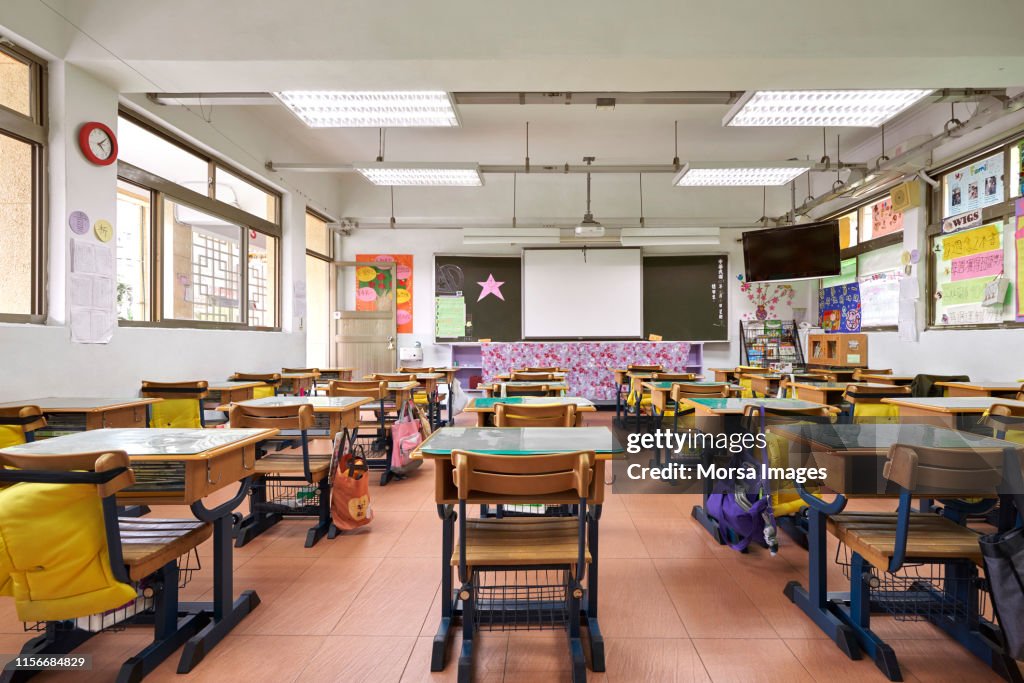 Interior of classroom in elementary school