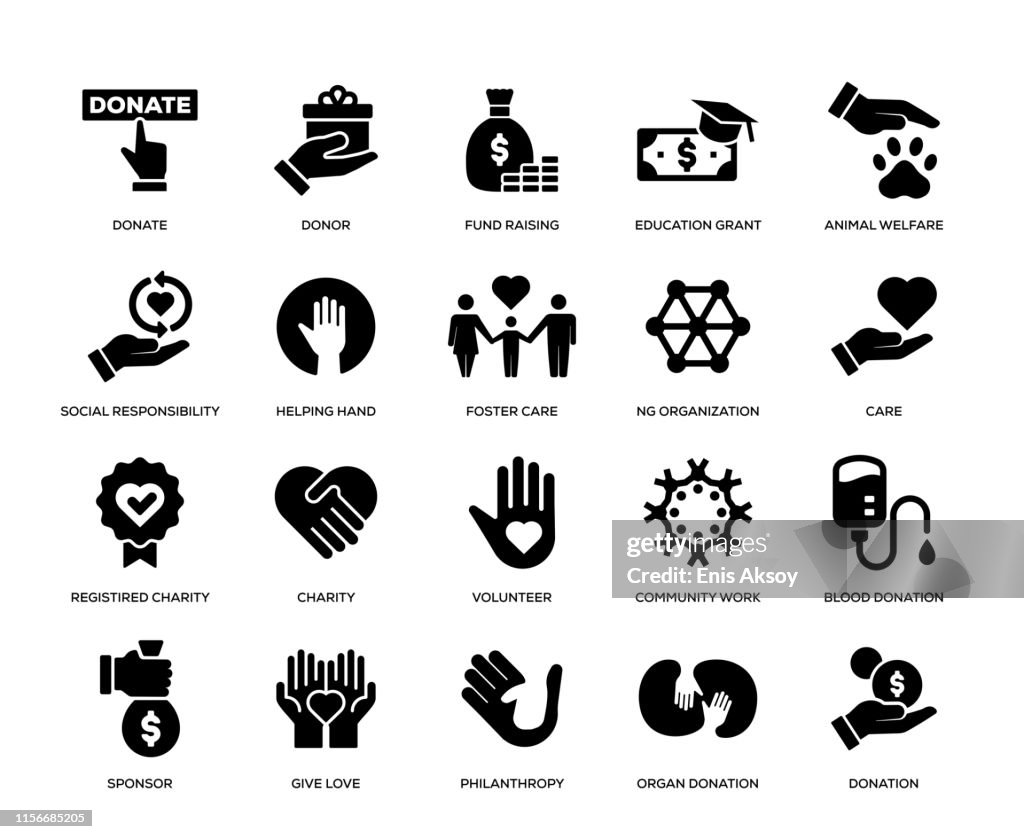 Charity and Donation Icon Set
