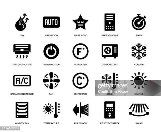 illustrations, cliparts, dessins animés et icônes de ensemble d'icônes de climatisation - automatique